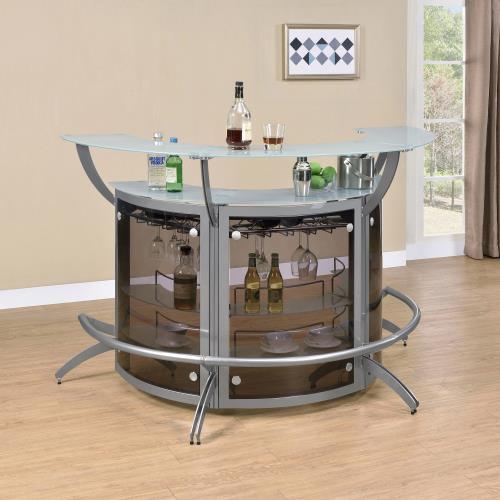 coaster-kitchen-dining-Dallas-2-shelf-Curved-Home-Bar-Silver-and-Frosted-Glass-(Set-of-3)