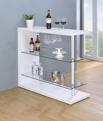 coaster-bar-tables-kitchen-dining-Prescott-Rectangular-2-shelf-Bar-Unit-Glossy-White