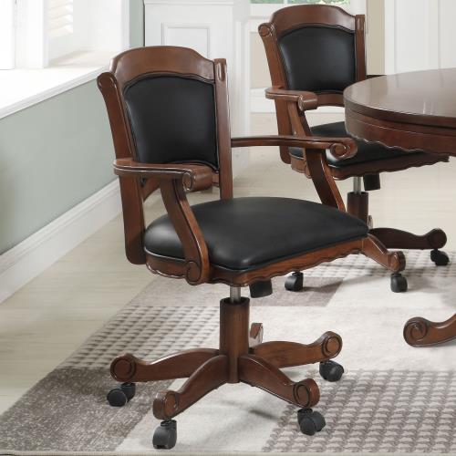 coaster-game-tables-chairs-bar-game-Turk-Game-Chair-with-Casters-Black-and-Tobacco