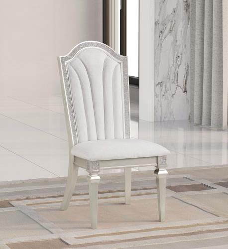 coaster-kitchen-dining-Evangeline-Upholstered-Dining-Side-Chair-with-Faux-Diamond-Trim-Ivory-and-Silver-Oak-(Set-of-2)-hover