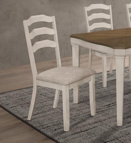 coaster-kitchen-dining-Ronnie-Ladder-Back-Padded-Seat-Dining-Side-Chair-Khaki-and-Rustic-Cream-(Set-of-2)-hover