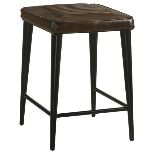 coaster-kitchen-dining-Alvaro-Leather-Upholstered-Backless-Counter-Height-Stool-Antique-Brown-and-Black-(Set-of-2)