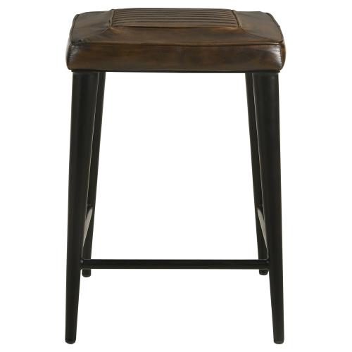 coaster-kitchen-dining-Alvaro-Leather-Upholstered-Backless-Counter-Height-Stool-Antique-Brown-and-Black-(Set-of-2)-hover