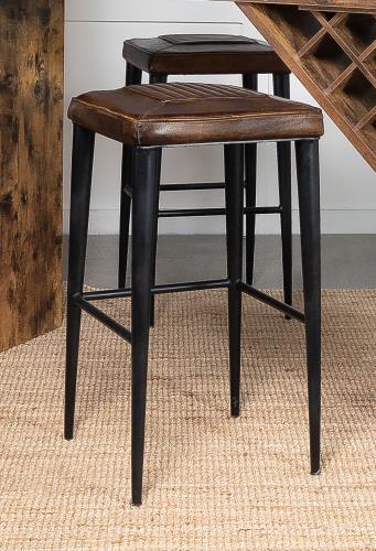 coaster-kitchen-dining-Alvaro-Leather-Upholstered-Backless-Bar-Stool-Antique-Brown-and-Black-(Set-of-2)