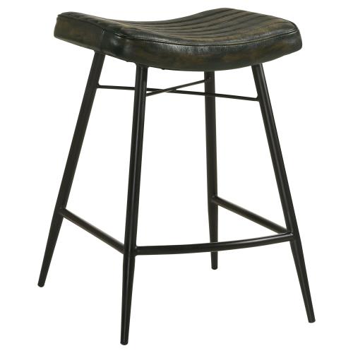 coaster-kitchen-dining-Bayu-Leather-Upholstered-Saddle-Seat-Backless-Counter-Height-Stool-Antique-Espresso-and-Black-(Set-of-2)