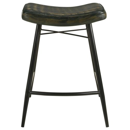 coaster-kitchen-dining-Bayu-Leather-Upholstered-Saddle-Seat-Backless-Counter-Height-Stool-Antique-Espresso-and-Black-(Set-of-2)-hover
