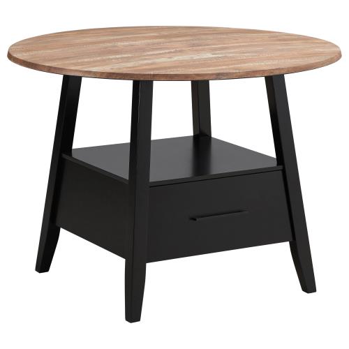 coaster-counter-height-tables-kitchen-dining-Gibson-1-drawer-Round-Counter-Height-Table-Yukon-Oak-and-Black-hover