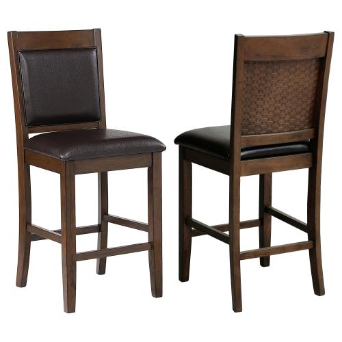 coaster-kitchen-dining-Dewey-Upholstered-Counter-Height-Chairs-with-Footrest-(Set-of-2)-Brown-and-Walnut