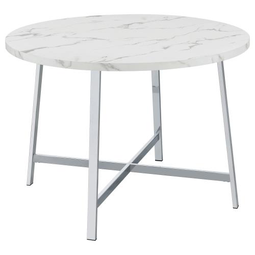 coaster-kitchen-dining-Alcott-Round-Faux-Carrara-Marble-Top-Dining-Table-Chrome-hover