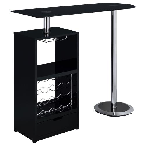 coaster-bar-tables-kitchen-dining-Koufax-1-drawer-Bar-Table-Glossy-Black-hover
