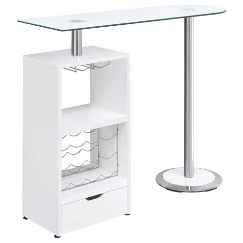 coaster-bar-tables-kitchen-dining-Koufax-1-drawer-Bar-Table-Glossy-White-hover