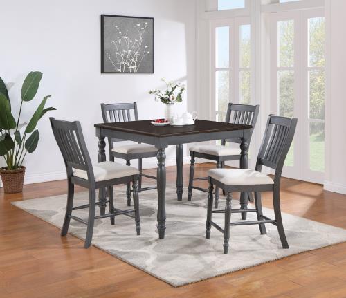 coaster-kitchen-dining-Wiley-5-piece-Square-Spindle-Legs-Counter-Height-Dining-Set-Beige-and-Grey