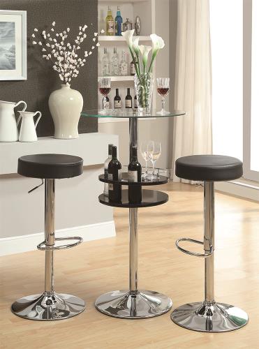 coaster-bar-tables-kitchen-dining-Gianella-Glass-Top-Bar-Table-with-Wine-Storage-Black-and-Chrome