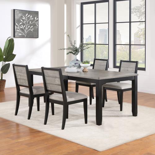 coaster-kitchen-dining-Elodie-5-piece-Dining-Table-Set-with-Extension-Leaf-Grey-and-Black