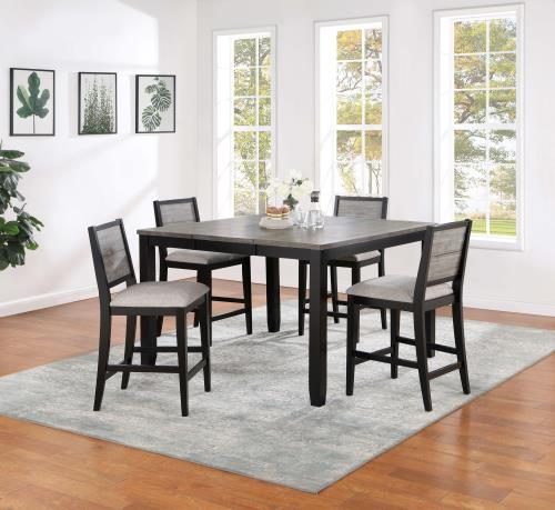 coaster-kitchen-dining-Elodie-5-piece-Counter-Height-Dining-Table-Set-with-Extension-Leaf-Grey-and-Black