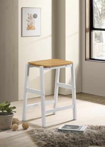 coaster-kitchen-dining-Hollis-Wood-Counter-Height-Backless-Bar-Stool-Brown-and-White-(Set-of-2)