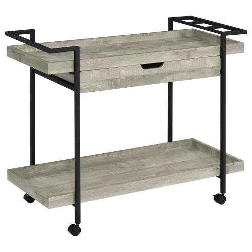 coaster-bar-game-Ventura-2-tier-Bar-Cart-with-Storage-Drawer-Grey-Driftwood-hover
