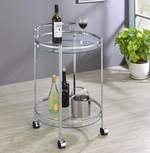 coaster-bar-serving-carts-kitchen-dining-Chrissy-2-tier-Round-Glass-Bar-Cart-Chrome