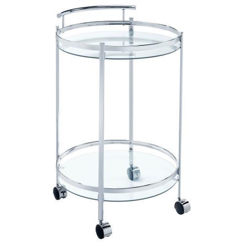 coaster-bar-serving-carts-kitchen-dining-Chrissy-2-tier-Round-Glass-Bar-Cart-Chrome-hover