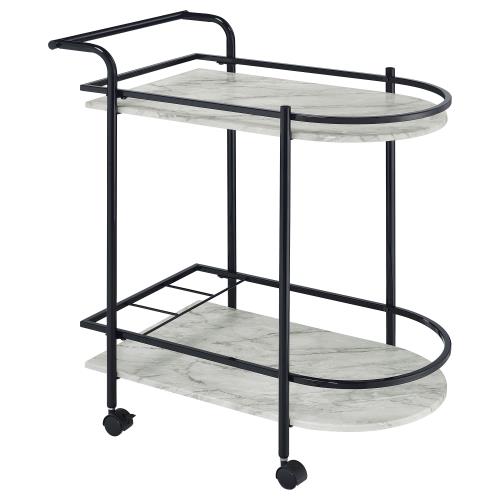 coaster-bar-serving-carts-kitchen-dining-Desiree-2-tier-Bar-Cart-with-Casters-Black-hover