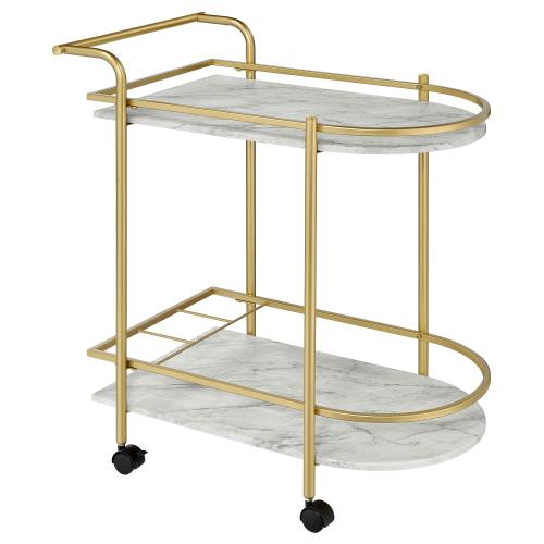 coaster-bar-serving-carts-kitchen-dining-Desiree-2-tier-Bar-Cart-with-Casters-Gold-hover