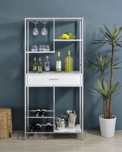 coaster-bar-game-Figueroa-5-shelf-Wine-Cabinet-with-Storage-Drawer-White-High-Gloss-and-Chrome-hover