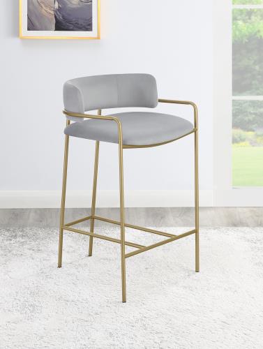 coaster-kitchen-dining-Comstock-Upholstered-Low-Back-Stool-Grey-and-Gold