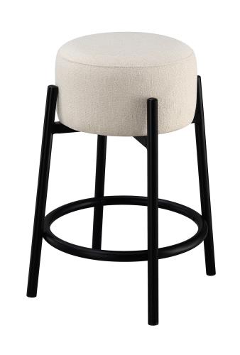 coaster-kitchen-dining-Leonard-Upholstered-Backless-Round-Stools-White-and-Black-(Set-of-2)-hover