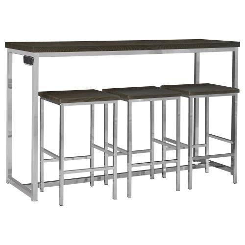 coaster-bar-tables-kitchen-dining-Cassidy-4-piece-Rectangular-Counter-Height-Set-Dark-Oak-and-Chrome-hover