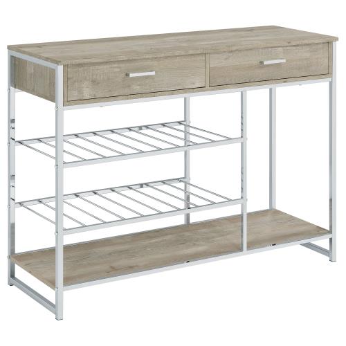 coaster-bar-game-Melrose-2-shelf-Wine-Cabinet-with-2-Drawers-Gray-Washed-Oak-and-Chrome-hover