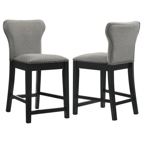 coaster-kitchen-dining-Rolando-Upholstered-Solid-Back-Counter-Height-Stools-with-Nailhead-Trim-(Set-of-2)-Grey-and-Black