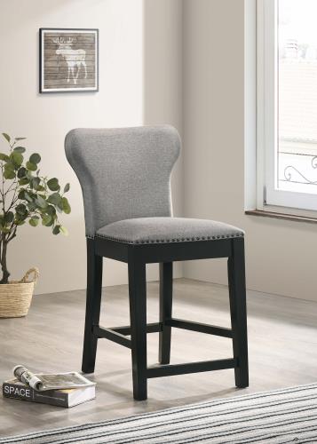 coaster-kitchen-dining-Rolando-Upholstered-Solid-Back-Counter-Height-Stools-with-Nailhead-Trim-(Set-of-2)-Grey-and-Black-hover
