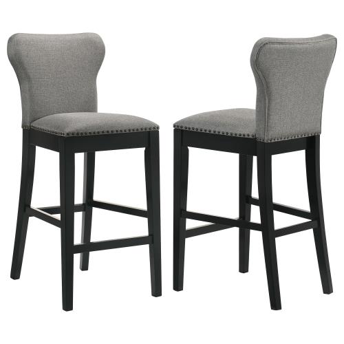 coaster-kitchen-dining-Rolando-Upholstered-Solid-Back-Bar-Stools-with-Nailhead-Trim-(Set-of-2)-Grey-and-Black