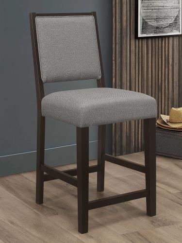 coaster-kitchen-dining-Bedford-Upholstered-Open-Back-Counter-Height-Stools-with-Footrest-(Set-of-2)-Grey-and-Espresso-hover