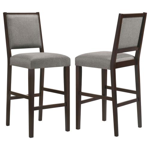 coaster-kitchen-dining-Bedford-Upholstered-Open-Back-Bar-Stools-with-Footrest-(Set-of-2)-Grey-and-Espresso