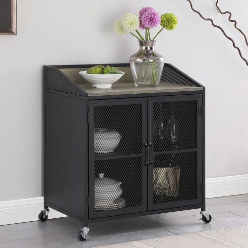 coaster-living-room-Arlette-Wine-Cabinet-with-Wire-Mesh-Doors-Grey-Wash-and-Sandy-Black