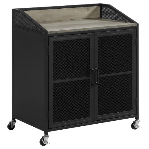 coaster-living-room-Arlette-Wine-Cabinet-with-Wire-Mesh-Doors-Grey-Wash-and-Sandy-Black-hover