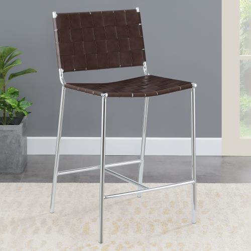 coaster-kitchen-dining-Adelaide-Upholstered-Counter-Height-Stool-with-Open-Back-Brown-and-Chrome