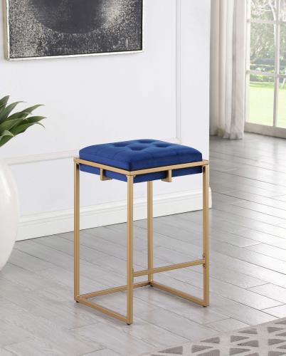 coaster-bar-stools-chairs-kitchen-dining-Nadia-Square-Padded-Seat-Counter-Height-Stool-(Set-of-2)-Blue-and-Gold-hover
