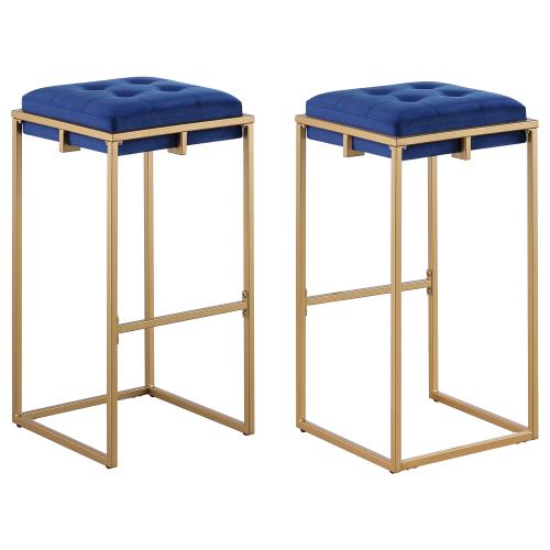 coaster-bar-stools-chairs-kitchen-dining-Nadia-Square-Padded-Seat-Bar-Stool-(Set-of-2)-Blue-and-Gold