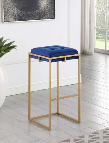 coaster-bar-stools-chairs-kitchen-dining-Nadia-Square-Padded-Seat-Bar-Stool-(Set-of-2)-Blue-and-Gold-hover
