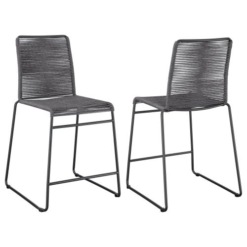 coaster-kitchen-dining-Jerome-Upholstered-Counter-Height-Stools-with-Footrest-(Set-of-2)-Charcoal-and-Gunmetal