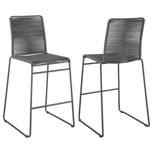 coaster-kitchen-dining-Jerome-Upholstered-Bar-Stools-with-Footrest-(Set-of-2)-Charcoal-and-Gunmetal