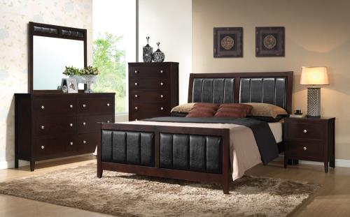 coaster-beds-bedroom-Carlton-Full-Upholstered-Panel-Bed-Cappuccino-and-Black