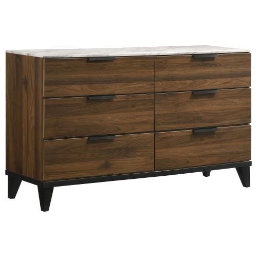 coaster-bedroom-Mays-6-drawer-Dresser-Walnut-Brown-with-Faux-Marble-Top-hover