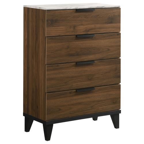 coaster-chests-bedroom-Mays-4-drawer-Chest-Walnut-Brown-with-Faux-Marble-Top-hover