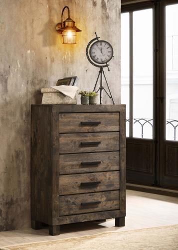 coaster-chests-bedroom-Woodmont-5-drawer-Chest-Rustic-Golden-Brown