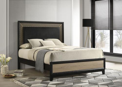 coaster-bedroom-Valencia-Queen-Bed-Light-Brown-and-Black