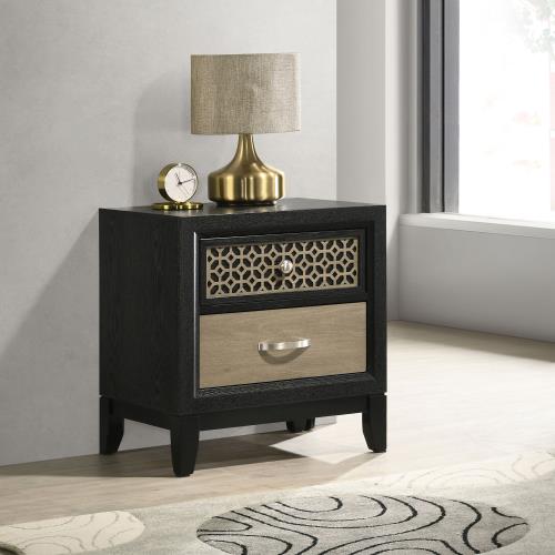 coaster-bedroom-Valencia-2-drawer-Nightstand-Light-Brown-and-Black