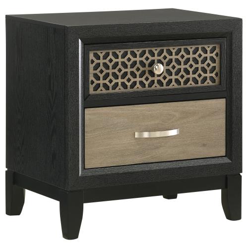 coaster-bedroom-Valencia-2-drawer-Nightstand-Light-Brown-and-Black-hover